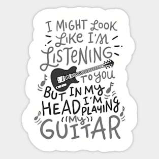 Cool Musician - Funny Guitar PlayerMusic Lover Guitarist Gift Sticker